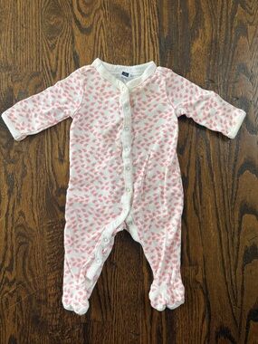 Janie and Jack Pink Heart-Print Footed One-Piece